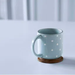 ellementry Blue Ceramic Coffee Mug with Lid (250 ml) - Set of 1 image 3