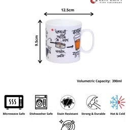 Clay Craft White & Black Ceramic 9 cm Milk Mug (0.39 L) - Set of 2 image 3