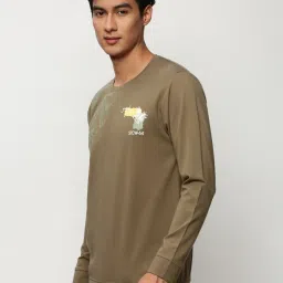 showoffff SHOWOFF Olive Slim Fit Printed Sweatshirt image 3