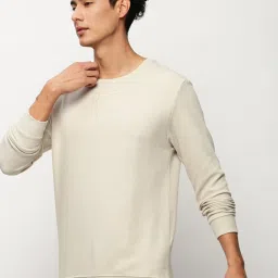 showoffff SHOWOFF Beige Slim Fit Self Pattern Sweatshirt image 3