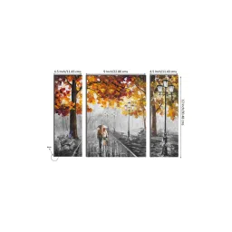 eCraftIndia 6MM MDF Set of 3 Loving Couple in Rain Satin Matt Texture UV Art Painting image 3