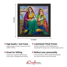 eCraftIndia Sitting Lady Design Satin Matt Texture UV Art Painting image 3