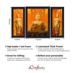 eCraftIndia Set of 3 Meditating Buddha Matt Textured UV Art Painting image 3