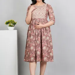 HETSA Women Floral Printed Thread Work Floral Maternity Anarkali Kurta-picture-24