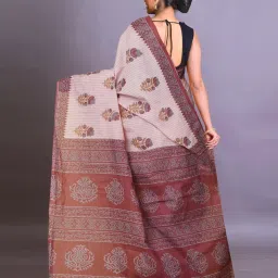 Unnati Silks Pink Printed Saree With Unstitched Blouse image 2