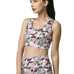 Soie Pink & Grey Printed Removable Padded Sports Bra image 3