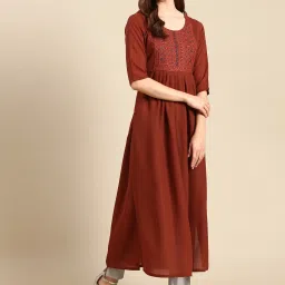 showoffff SHOWOFF Brown Embellished Kurta image 3