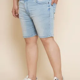 John Pride Light Blue Regular Fit Plus Size Denim Shorts image 3