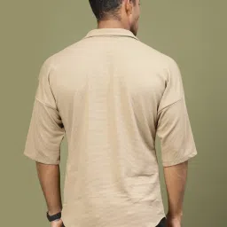 Rigo Men Beige Polycorduroy Oversized Utility Shirt image 2