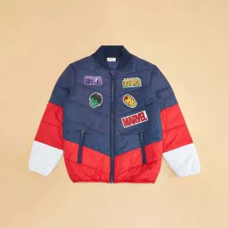 Pantaloons Junior Navy & Red Color Block Full Sleeves Jacket image 3