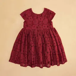YU by Pantaloons Kids Maroon Applique Dress image 3
