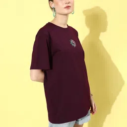 Dillinger Wine Cotton Graphic Print Oversized T-Shirt image 3