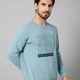 Cantabil Sky Blue Regular Fit Printed Round Neck Sweatshirt image 3