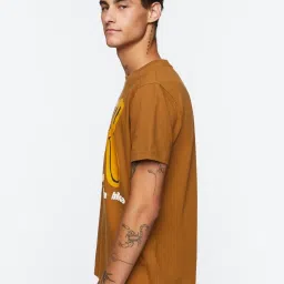 Forever 21 Orange Cotton Regular Fit Printed T-Shirt image 3