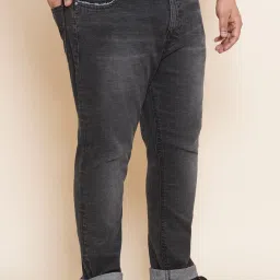 John Pride Charcoal Regular Fit Lightly Washed Plus Size Jeans image 3
