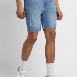 Forever 21 Light Blue Cotton Regular Fit Denim Shorts image 3