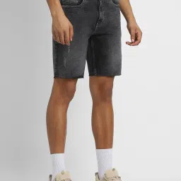 Forever 21 Mid Grey Cotton Regular Fit Denim Shorts image 3
