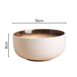 Nestasia Premium Quality Ceramic Brown & White Rustic Premium Grade Serving Bowl (500 ml ) image 3