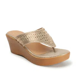 Carlton London Women's Rose Gold Thong Wedges image 2