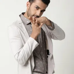 Rare Rabbit Beige Regular Fit Solid Blazer image 2