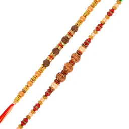 Aapno Rajasthan Set of 2 Brown Beaded Rakhi image 2