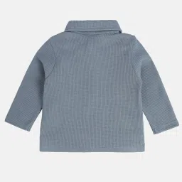 MINIKLUB Boys Grey Self Design Full Sleeves Polo T-Shirt image 2