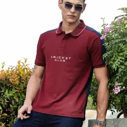 Thomas Scott Burgundy Regular Fit Printed Polo T-Shirt image 4