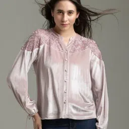 SHAYE Pink Velvet Solid Shirt-picture-40