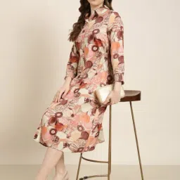 SHOWOFFFF Brown Printed Shirt Dress-picture-29