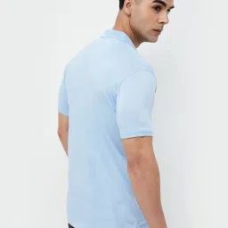 Code By Lifestyle Blue Regular Fit Texture Polo T-Shirt image 2