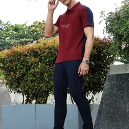 Thomas Scott Burgundy Regular Fit Printed Polo T-Shirt image 5