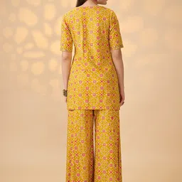 Globus Embroidered Round Neck Kurti & Palazzos Co-OrdsSet image 5