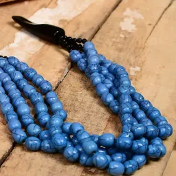 Imli Street Blue Resin Beaded Handcrafted Tribal Necklace-picture-17