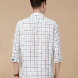 CAVALLO by Linen Club Blue Linen Blend Slim fit Checks casual shirts image 2
