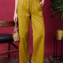 Globus Olive Relaxed Fit High Rise Parallel Trousers-picture-13