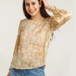 Zink London Peach Printed Top-image-7