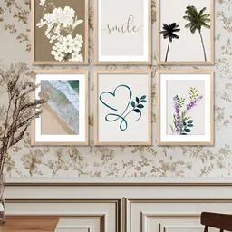 Kotart Brown & White 6 Pieces Wood Abstract Wall Arts image 2