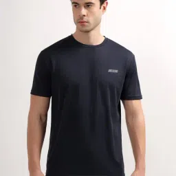 Cantabil Navy Blue Regular Fit Solid T-Shirt-image-33