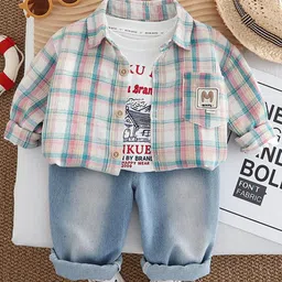 StyleCast x Revolte Boys Checked T-shirt and Shirt with Trousers-picture-25