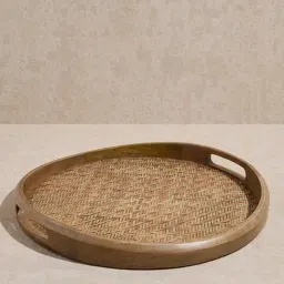 Westside Home Beige Rattan Woven Tray - Large image 2