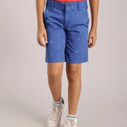 Indian Terrain Kids Blue Cotton Printed Shorts-image-1