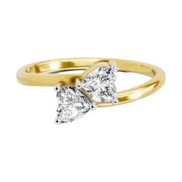 Sparkles Yellow Gold Lab Grown 2 Diamond 14KT 0.7ct Heart Ring For Women-picture-19