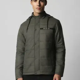 Van Heusen Green Cotton Regular Fit Quilted Hooded Jacket-picture-35