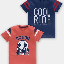 Codez Kids Coral & Navy Printed T-Shirt (Pack Of 2)-picture-37