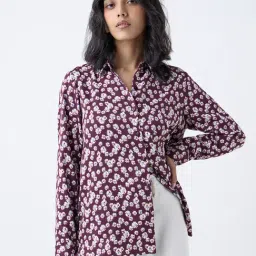 LOV by Westside Plum Floral Printed Shirt-image-86