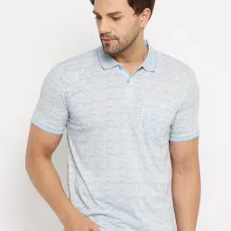 Duke Blue Regular Fit Printed Polo T-Shirt-image-2