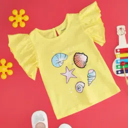Pantaloons Baby Kids Yellow Cotton Printed T-Shirt-picture-33