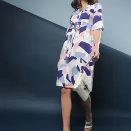 Campus Sutra Multicolored Abstract Print Dress image 5