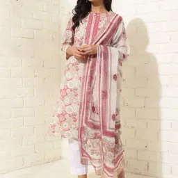 Fabindia Avni Pink Cotton Printed Kurta and Dupatta Set-picture-16
