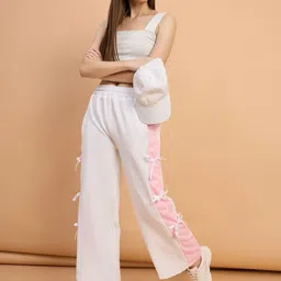 The Roadster Lifestyle Co Pack of 2 Straight Fit Side Bow Design Wide Leg Trousers image 5